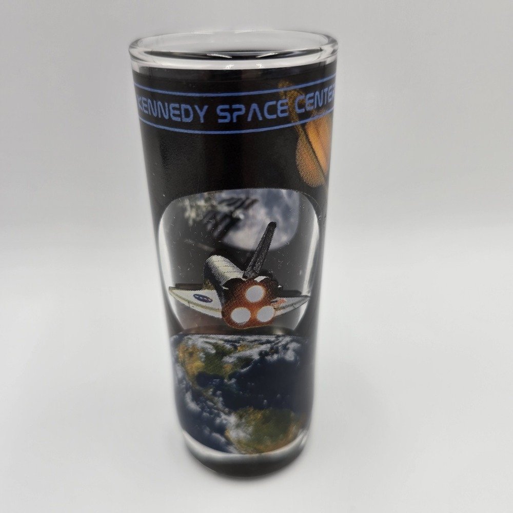 Kennedy Space Center Shot‎ Glass Space Shuttle NASA Souvenir 4 1/8"